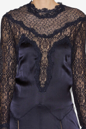 Dolores Langes Kleid aus Satin und Spitze