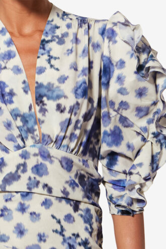 Doris Kurzes Kleid aus bedruckter Stretch-Seide