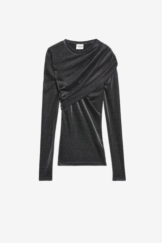 Dressi Jersey-Oberteil mit Lurex-Drapierung