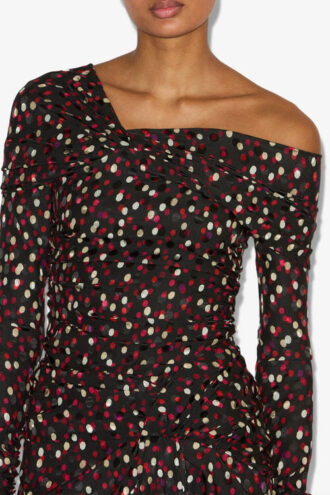 Elara Drapiertes Seidenkleid mit Print