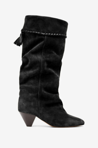 Elita Drapierte Wildleder-Stiefel aus Kalbsleder