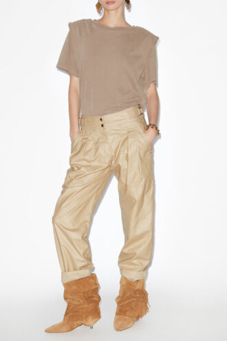 Fidji Hose aus beschichtetem Leinen mit geradem Bein