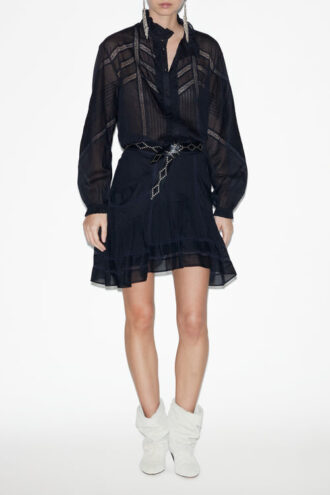 Gaia Bluse aus einfarbigem Baumwollvoile