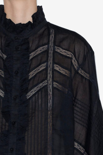 Gaia Bluse aus einfarbigem Baumwollvoile
