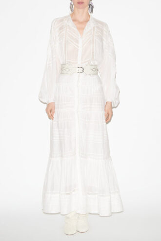 Gelma Bluse aus einfarbigem Baumwollvoile und Spitze