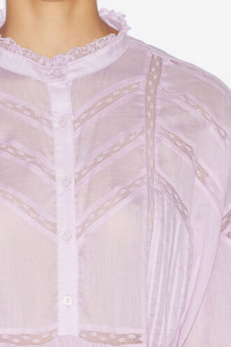 Gelma Bluse aus einfarbigem Baumwollvoile und Spitze