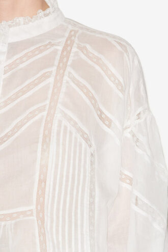 Gelma Bluse aus einfarbigem Baumwollvoile und Spitze