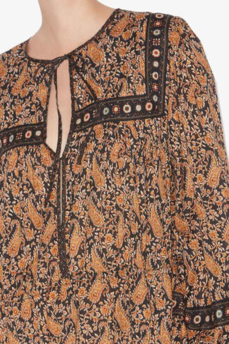Greila Langes bedrucktes Baumwollvoile-Kleid