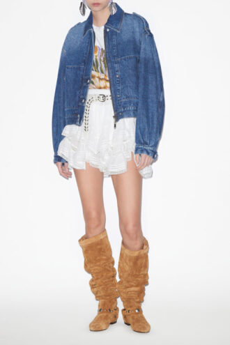 Julie Kurze Jacke im Workwear-Stil aus einfarbigem Denim