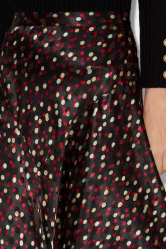 Langer Seidenrock mit Sakura-Print