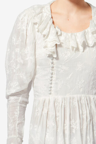 Langes Kleid aus Baumwolle und Seide mit Blumenmuster
