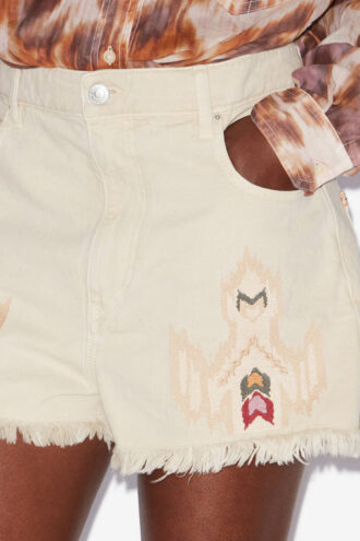 Lesia Kurze bestickte Jeansshorts
