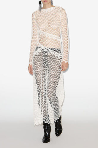 Lisia Langes transparentes Spitzenkleid