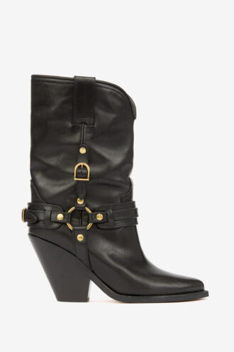 Lyka Leder-Cowboystiefel mit Riemen