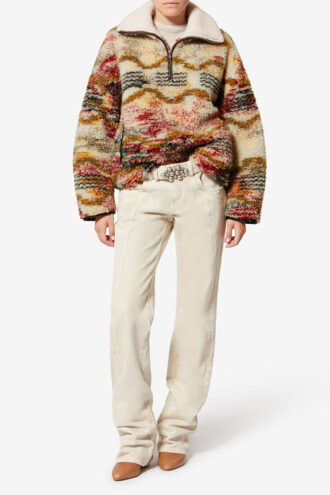 Marner Fleece-Mantel mit Wolkenprint