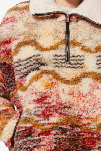 Marner Fleece-Mantel mit Wolkenprint