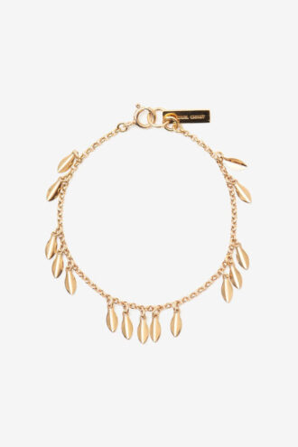 Metallarmband mit glänzenden Blattanhängern