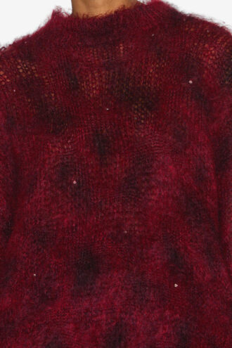 Mickaella Langer Mohairpullover mit Perlenverzierung