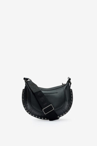 Mini Moon Schultertasche aus genarbtem Leder