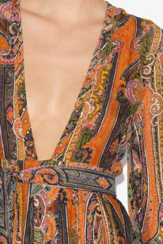 Morgane Kurzes bedrucktes Seidenkleid