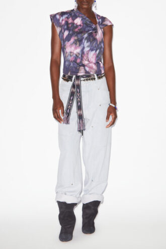 Nayda Asymmetrisches bedrucktes Baumwoll-T-Shirt