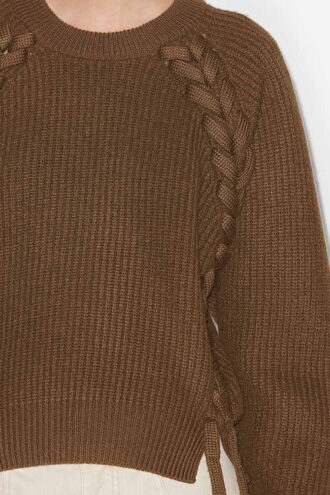 Noelia Pullover aus gerippter und geflochtener Merinowolle