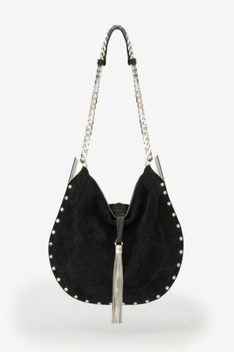 Oskan Tassel Schultertasche aus Kalbswildleder