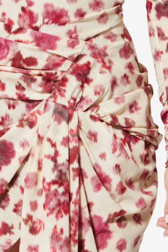 Ovia Kurzer, drapierter Stretch-Seidenrock mit Print