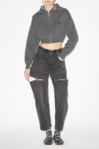 Oxane Kurze Strickjacke aus einfarbigem Strick