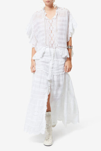 Payton Kaftan-Top aus Baumwolle und floraler Spitze