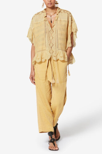 Payton Kaftan-Top aus Baumwolle und floraler Spitze