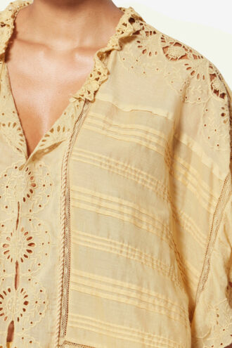 Payton Kaftan-Top aus Baumwolle und floraler Spitze