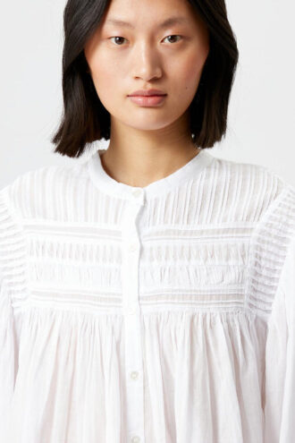 Plalia Bluse aus gerafftem, einfarbigem Baumwollvoile
