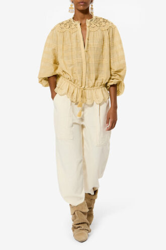 Polly Bluse aus Baumwolle und floraler Spitze