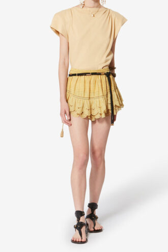 Puria Shorts aus Baumwolle mit Rüschen und floraler Spitze