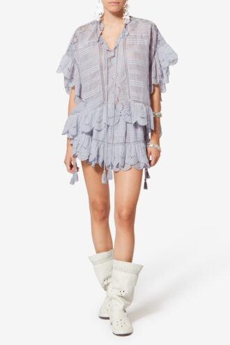 Puria Shorts aus Baumwolle mit Rüschen und floraler Spitze