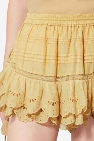 Puria Shorts aus Baumwolle mit Rüschen und floraler Spitze